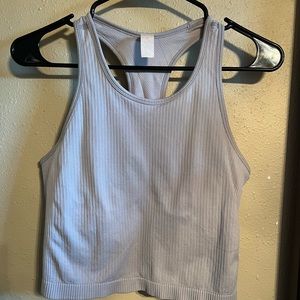 Grey Racerback Gym Crop